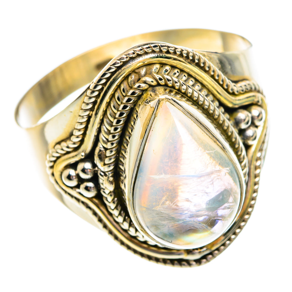 Rainbow Moonstone Rings handcrafted by Ana Silver Co - RING77079