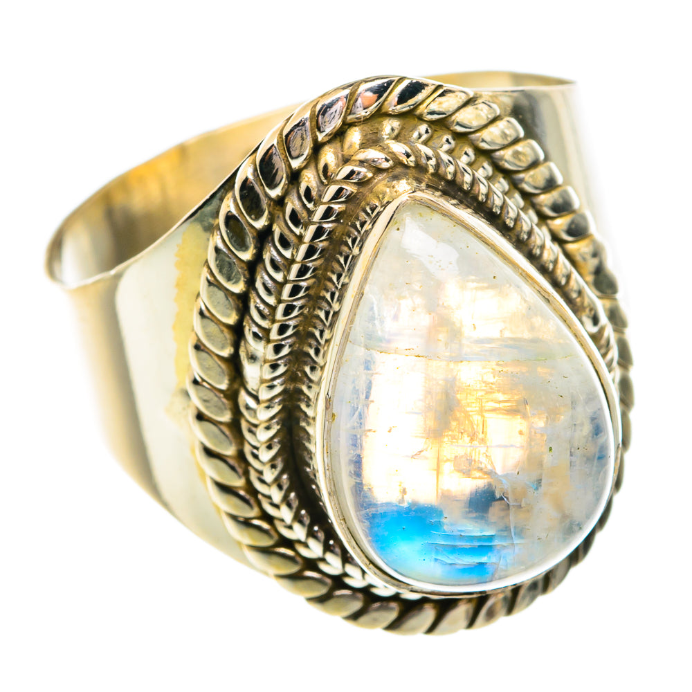 Rainbow Moonstone Rings handcrafted by Ana Silver Co - RING77108