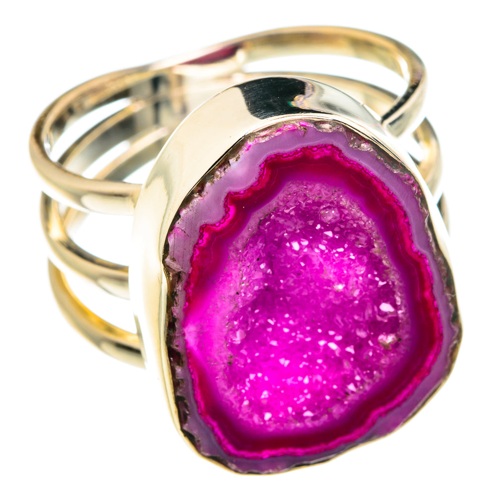 Pink Geode Slice Rings handcrafted by Ana Silver Co - RING77179
