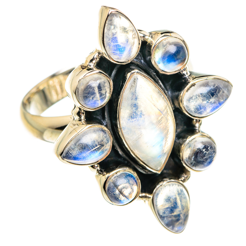 Rainbow Moonstone Rings handcrafted by Ana Silver Co - RING77242