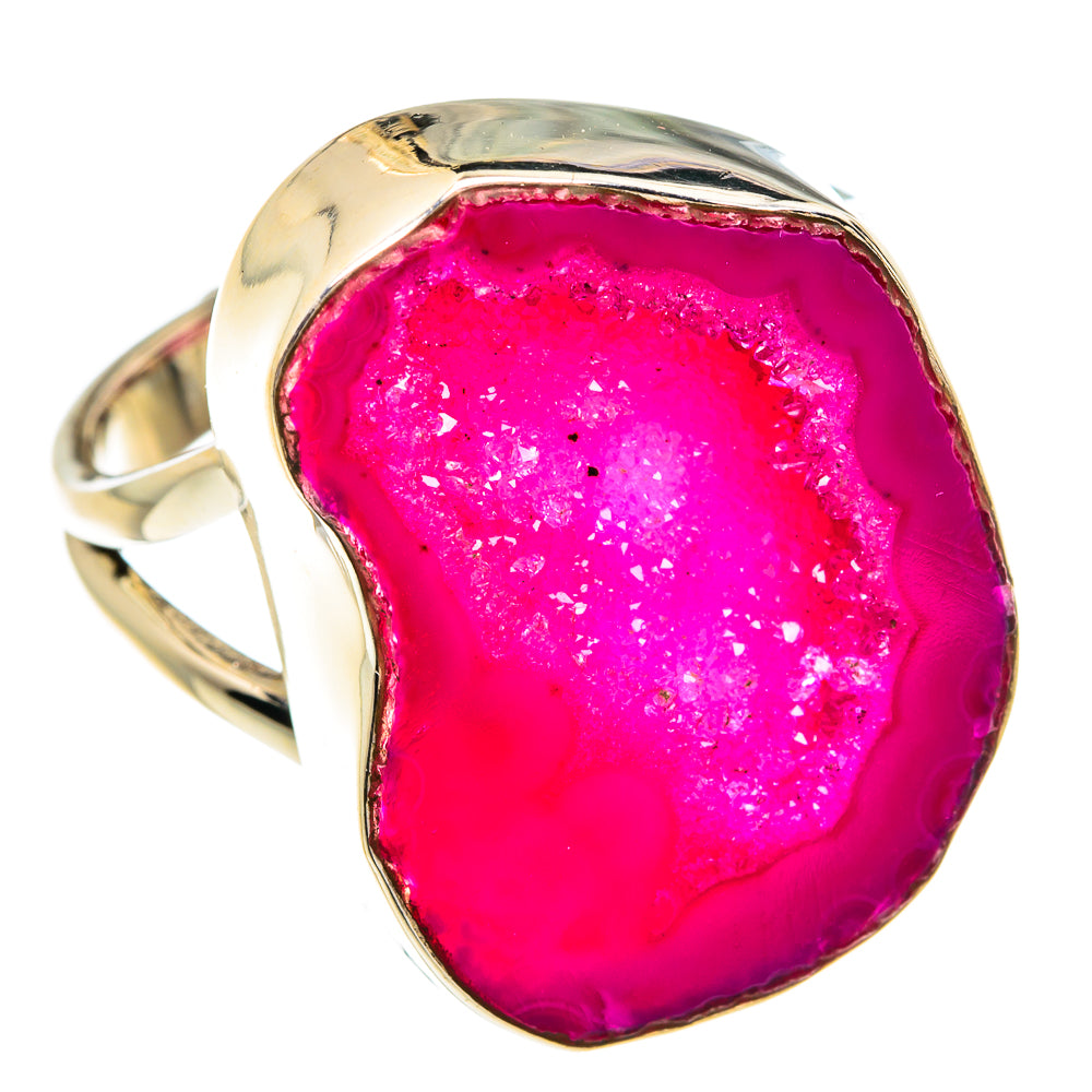 Pink Geode Slice Rings handcrafted by Ana Silver Co - RING77301