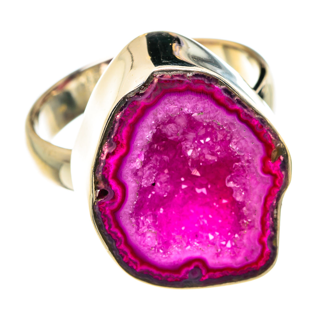Pink Geode Slice Rings handcrafted by Ana Silver Co - RING77425