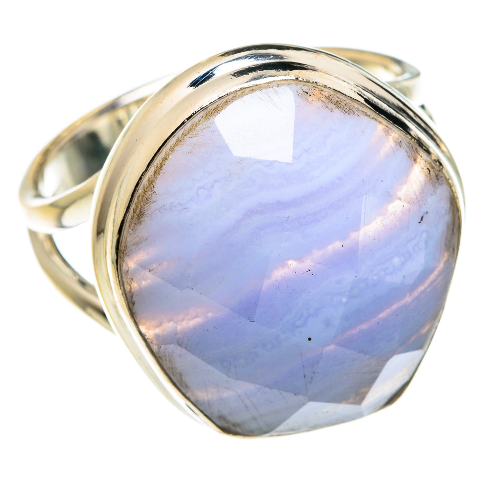 Blue Lace Agate Rings handcrafted by Ana Silver Co - RING77473
