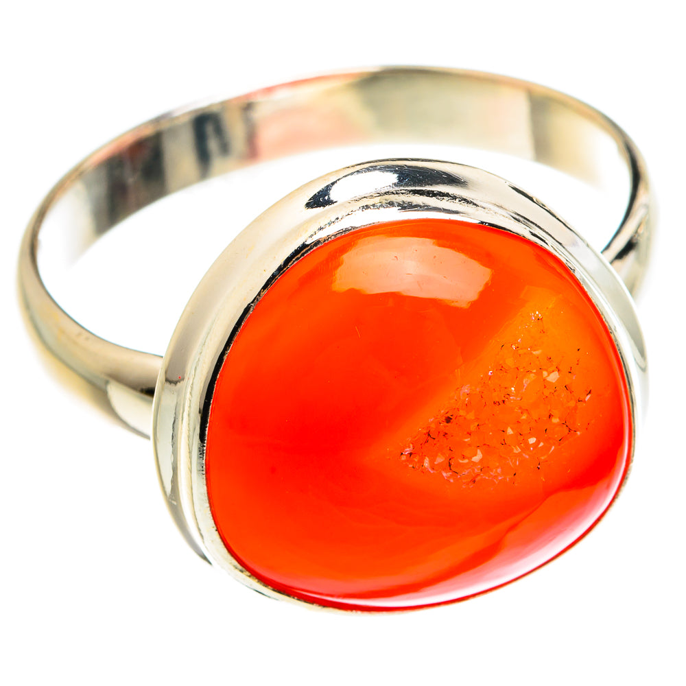 Red Agate Druzy Rings handcrafted by Ana Silver Co - RING77954