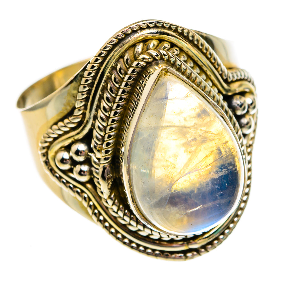 Rainbow Moonstone Rings handcrafted by Ana Silver Co - RING78235