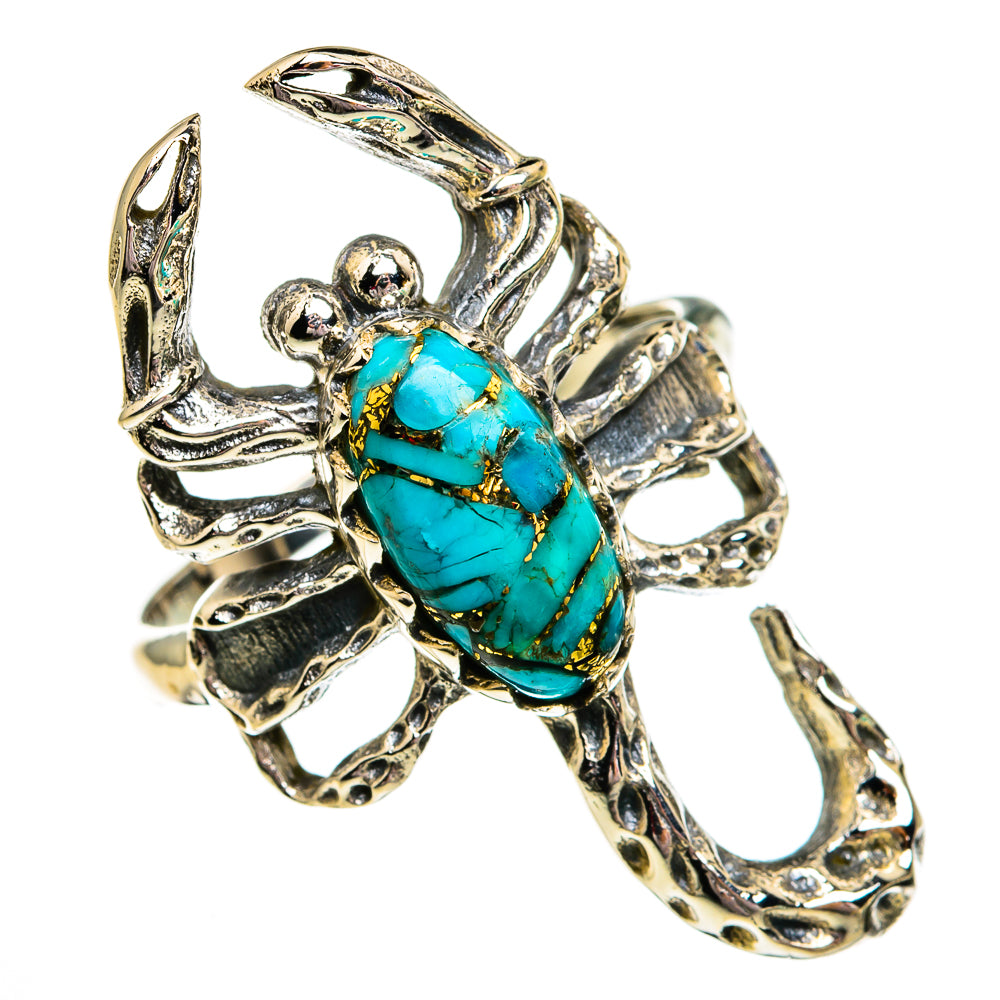 Blue Copper Composite Turquoise Rings handcrafted by Ana Silver Co - RING78247