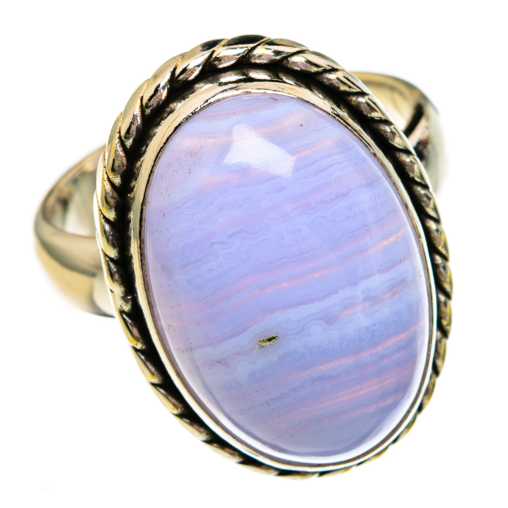 Blue Lace Agate Rings handcrafted by Ana Silver Co - RING78267