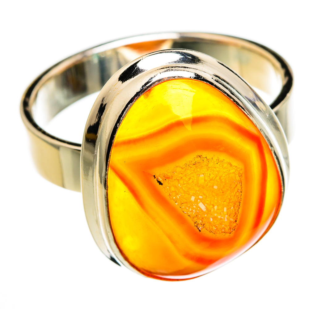 Orange Agate Druzy Rings handcrafted by Ana Silver Co - RING78308
