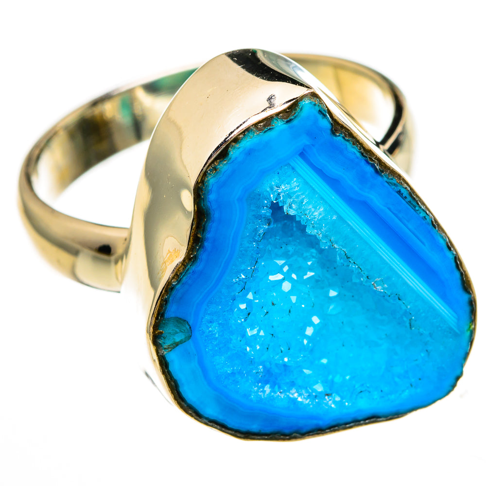 Blue Geode Slice Rings handcrafted by Ana Silver Co - RING78349