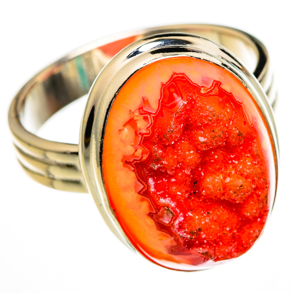 Red Agate Druzy Rings handcrafted by Ana Silver Co - RING78354