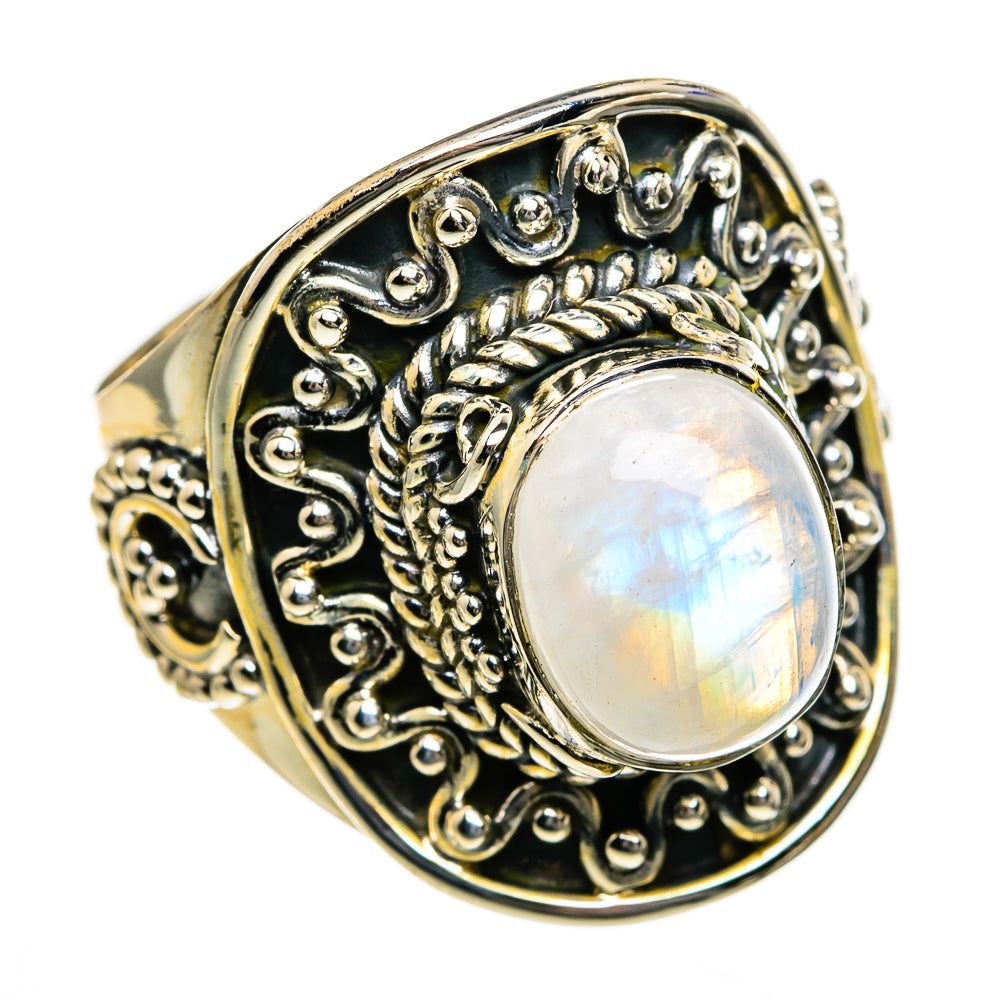Rainbow Moonstone Rings handcrafted by Ana Silver Co - RING78790