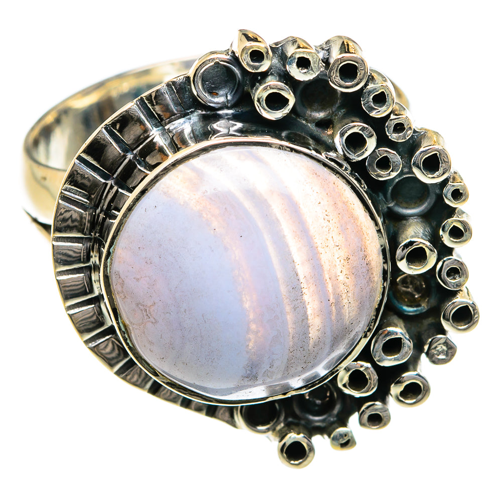 Blue Lace Agate Rings handcrafted by Ana Silver Co - RING78880