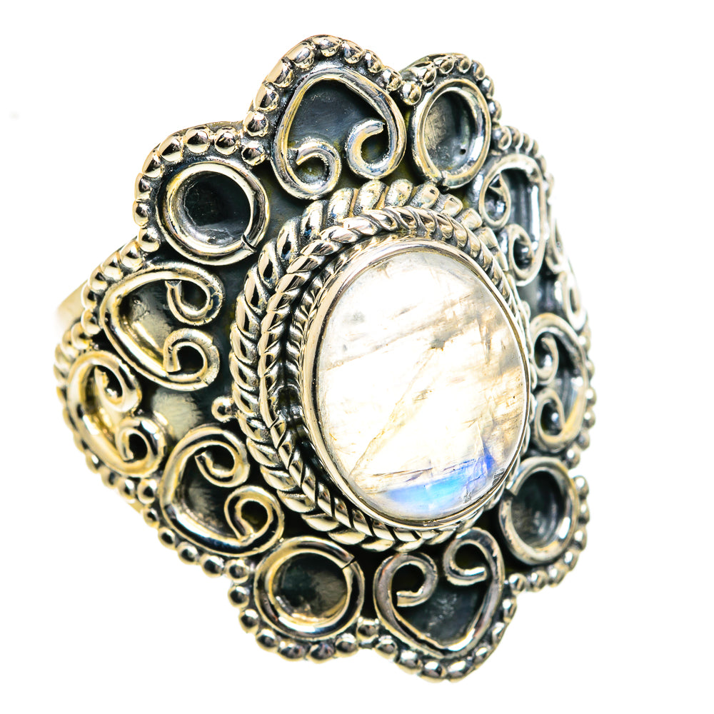 Rainbow Moonstone Rings handcrafted by Ana Silver Co - RING78905