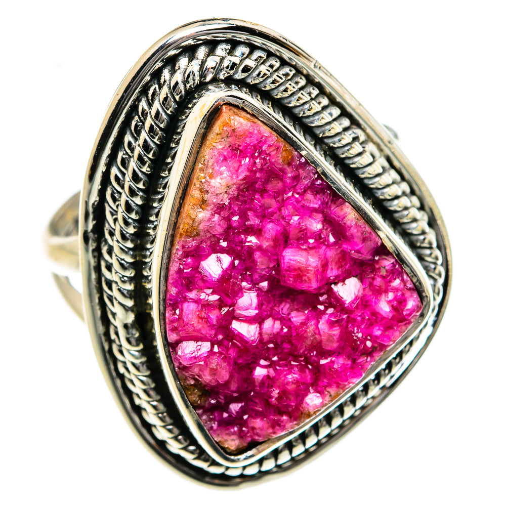Pink Agate Druzy Rings handcrafted by Ana Silver Co - RING78925