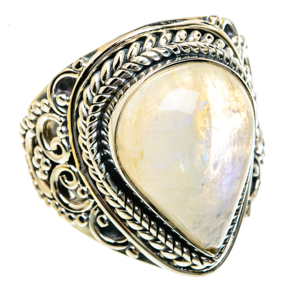 Rainbow Moonstone Rings handcrafted by Ana Silver Co - RING78931