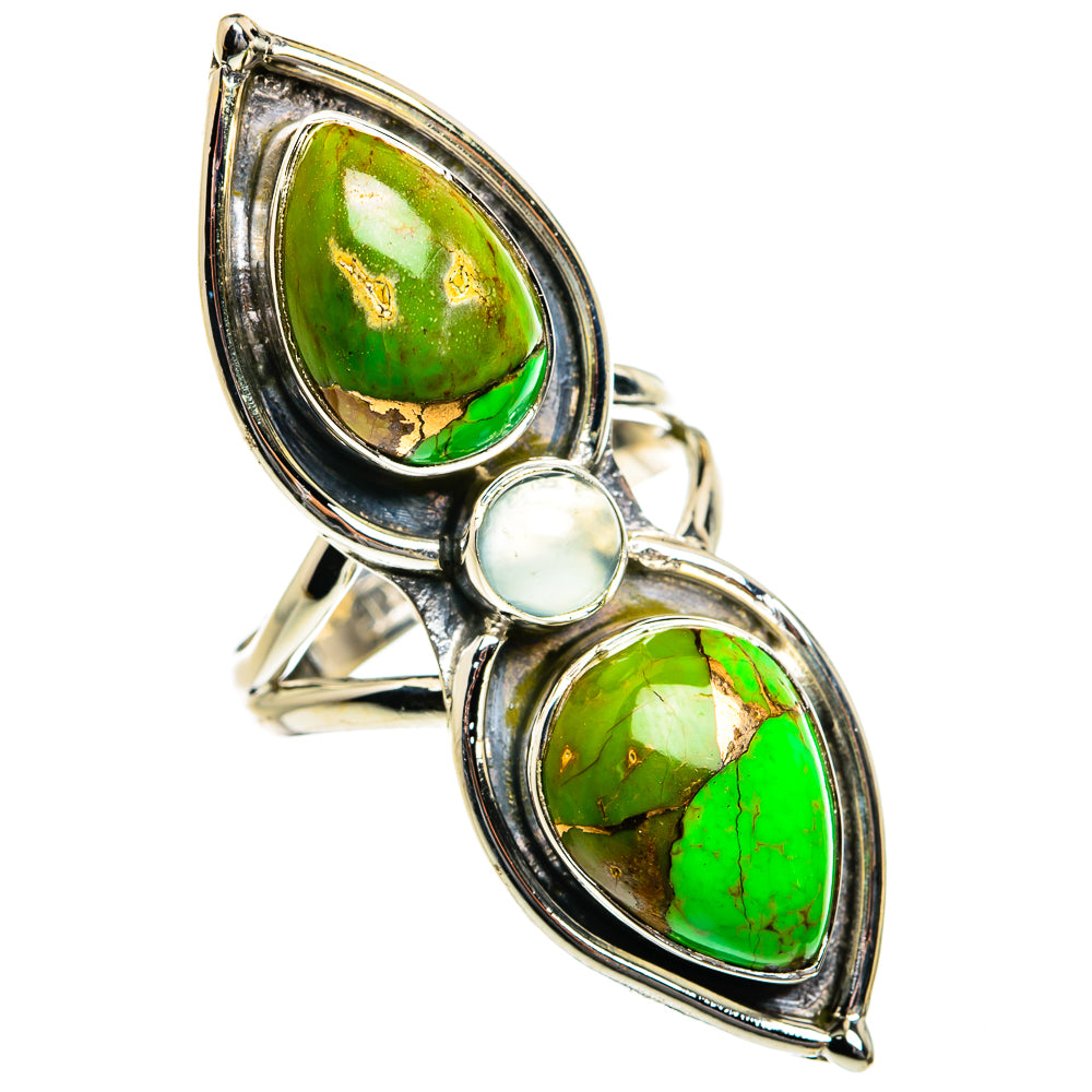 Green Copper Composite Turquoise Rings handcrafted by Ana Silver Co - RING79016