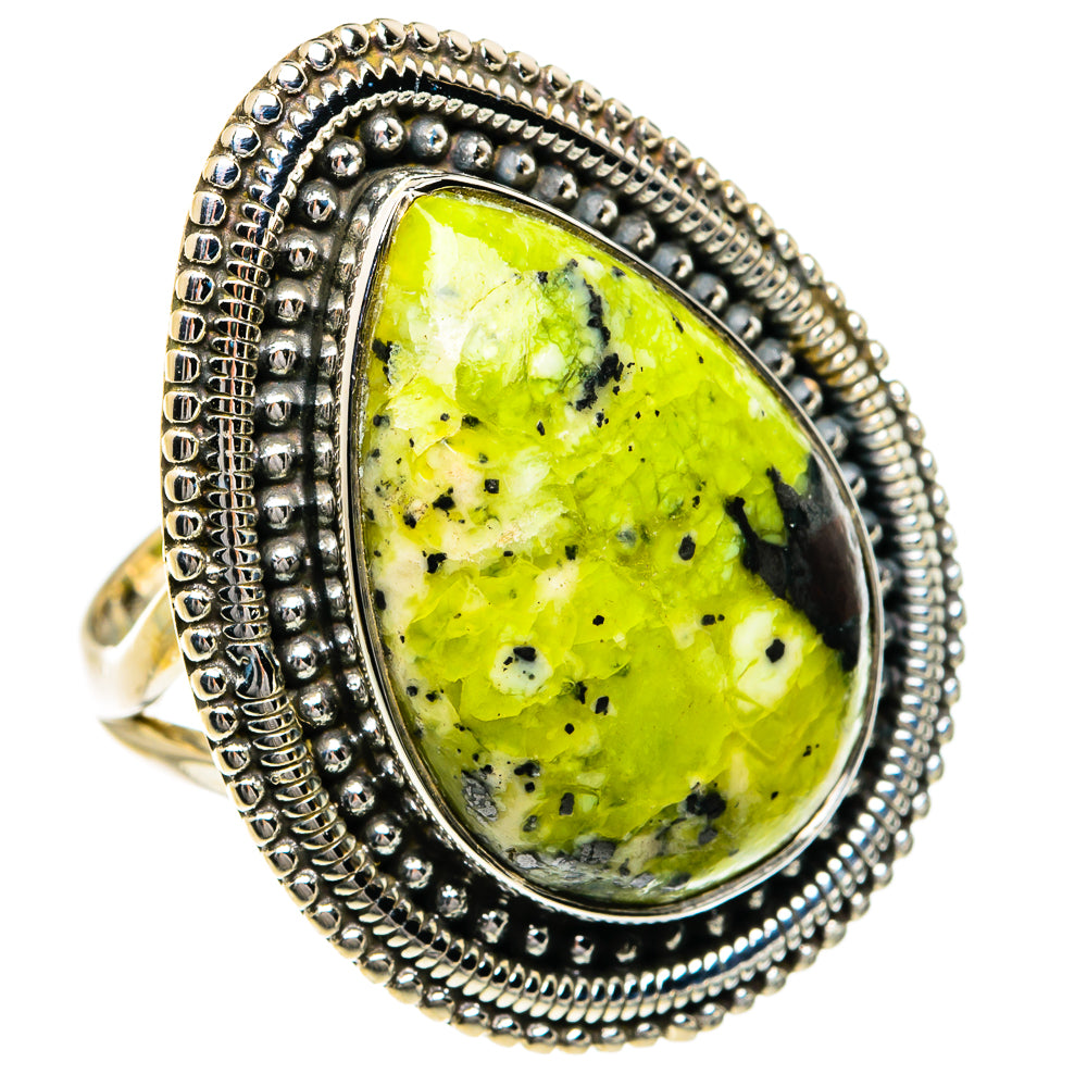 African Green Opal Rings handcrafted by Ana Silver Co - RING79038 - Photo 2