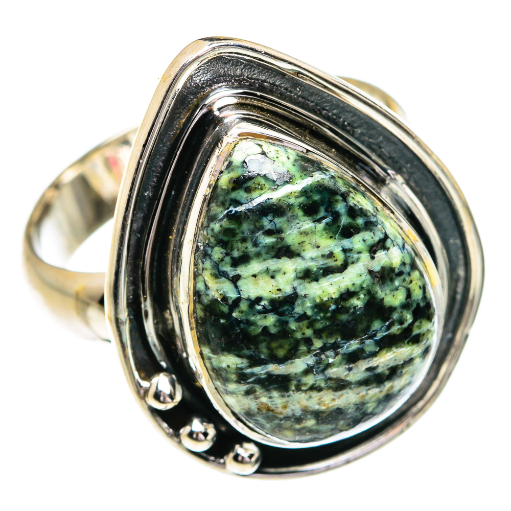 Green Moss Agate Rings handcrafted by Ana Silver Co - RING79084