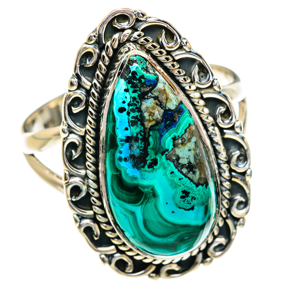 Malachite In Chrysocolla Rings handcrafted by Ana Silver Co - RING79118
