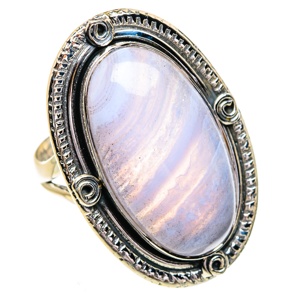 Blue Lace Agate Rings handcrafted by Ana Silver Co - RING79331