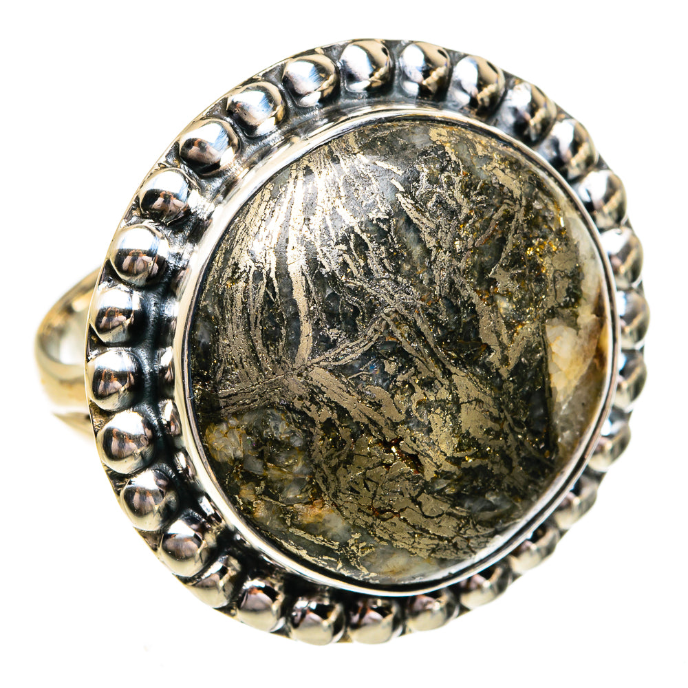 Pyrite Agate Rings handcrafted by Ana Silver Co - RING79333