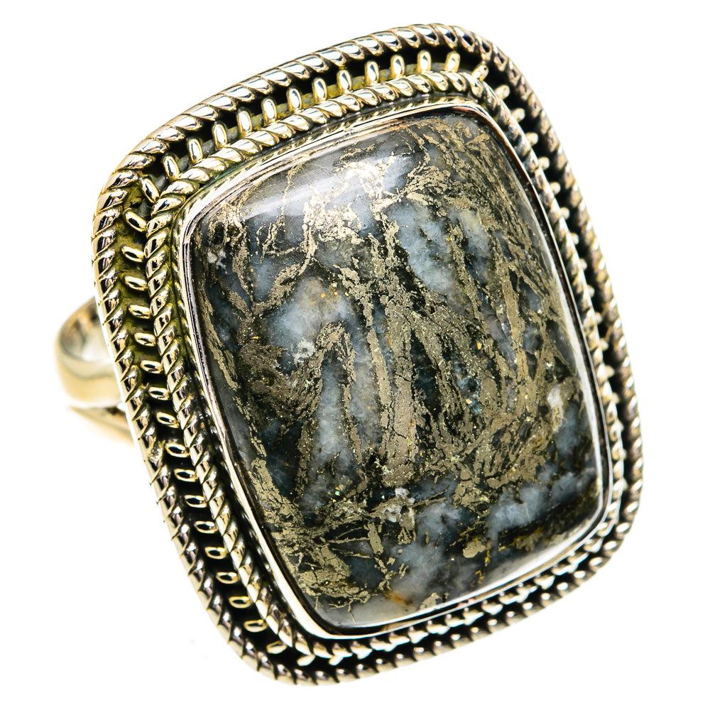 Pyrite Agate Rings handcrafted by Ana Silver Co - RING79361