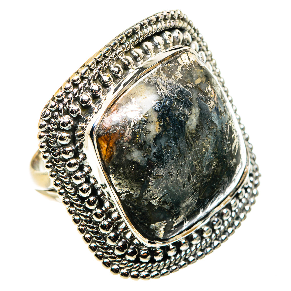 Pyrite Agate Rings handcrafted by Ana Silver Co - RING79662 - Photo 2