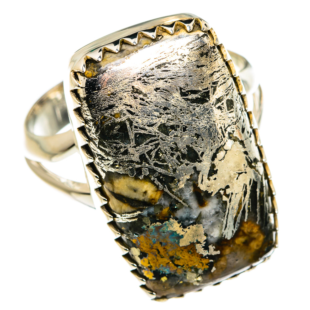 Pyrite Agate Rings handcrafted by Ana Silver Co - RING79733