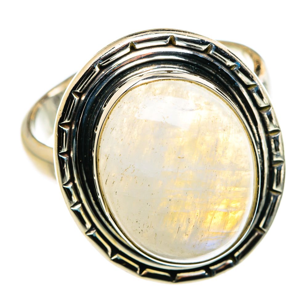 Rainbow Moonstone Rings handcrafted by Ana Silver Co - RING79773