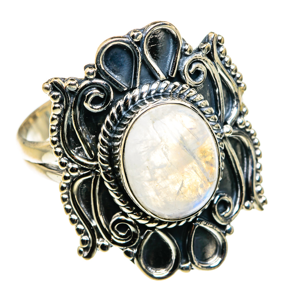 Rainbow Moonstone Rings handcrafted by Ana Silver Co - RING79844