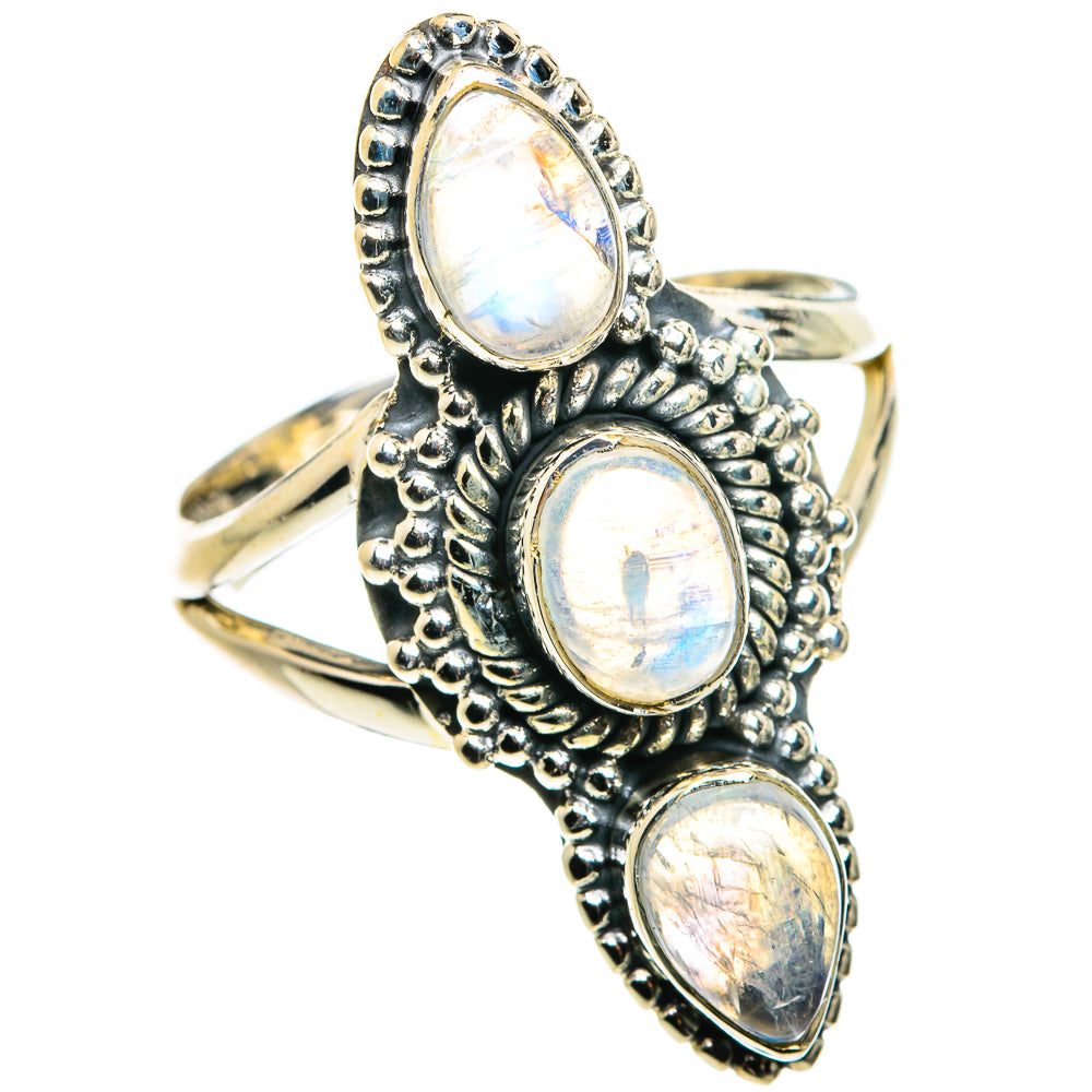 Rainbow Moonstone Rings handcrafted by Ana Silver Co - RING79874