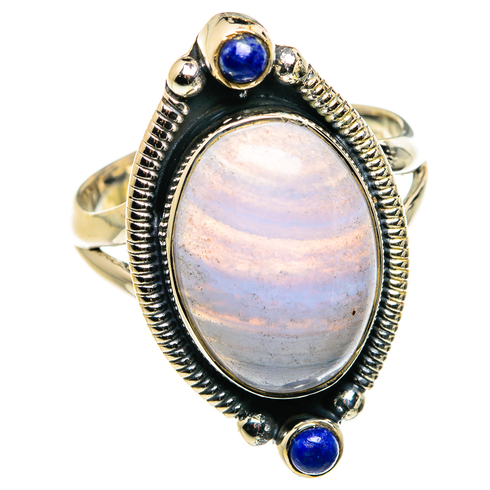 Blue Lace Agate Rings handcrafted by Ana Silver Co - RING79906