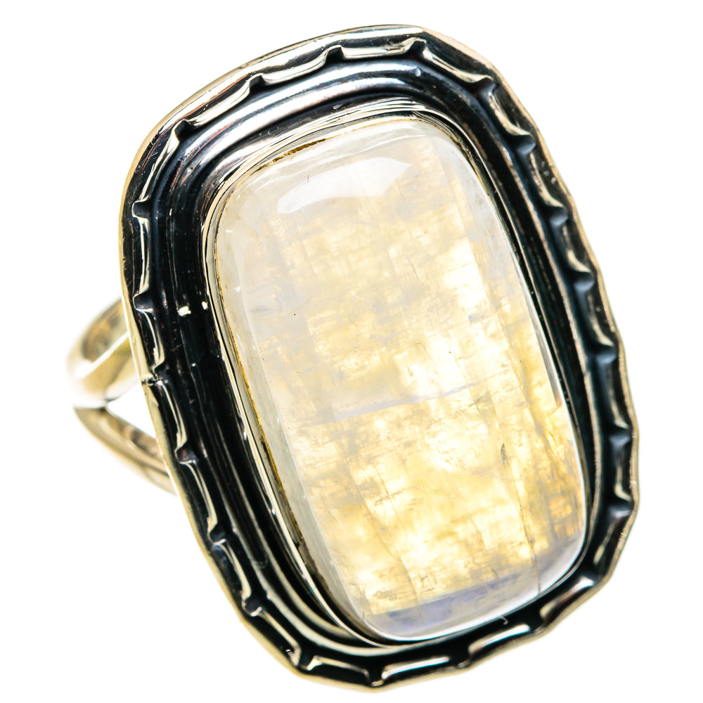 Rainbow Moonstone Rings handcrafted by Ana Silver Co - RING79953