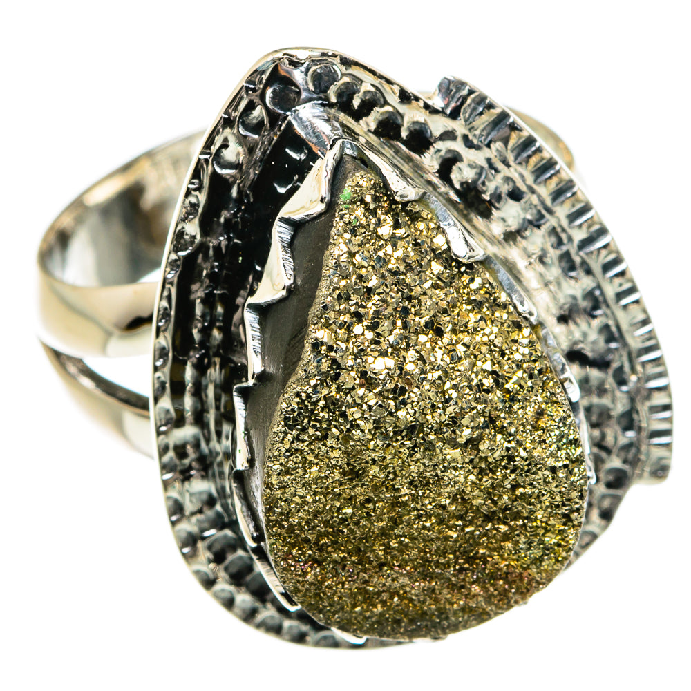 Spectro Pyrite Druzy Rings handcrafted by Ana Silver Co - RING79996 - Photo 2