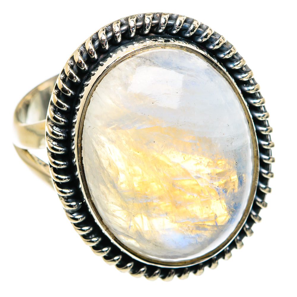 Rainbow Moonstone Rings handcrafted by Ana Silver Co - RING80002