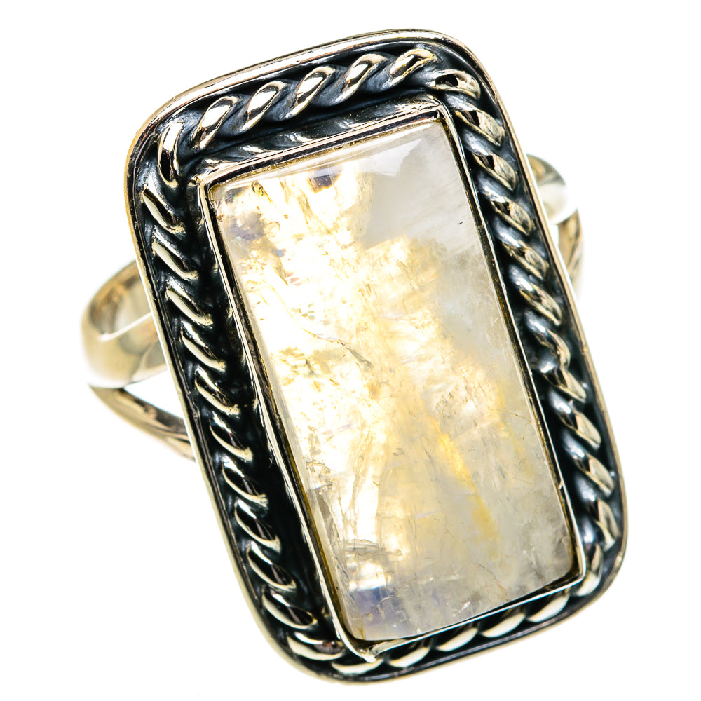 Rainbow Moonstone Rings handcrafted by Ana Silver Co - RING80037