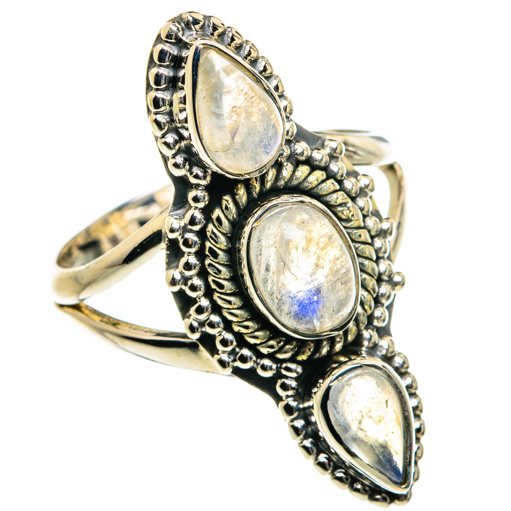 Rainbow Moonstone Rings handcrafted by Ana Silver Co - RING80101