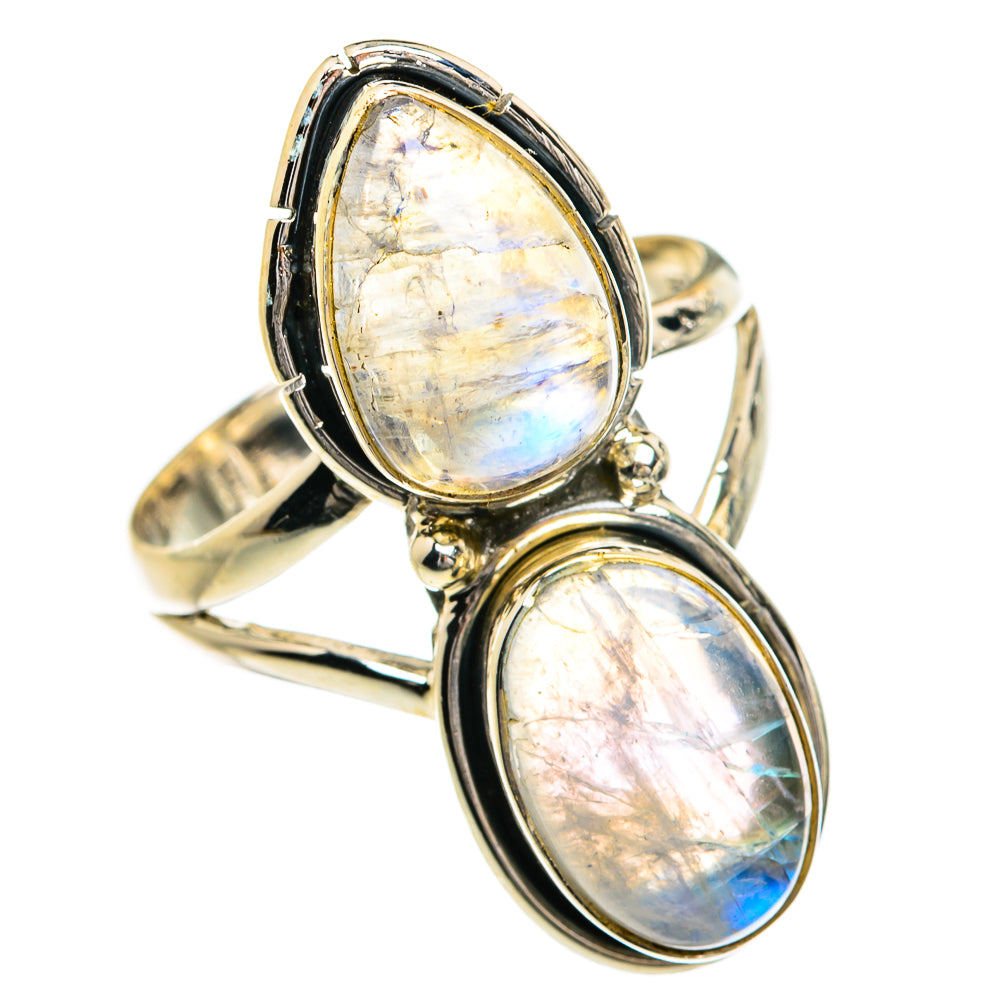 Rainbow Moonstone Rings handcrafted by Ana Silver Co - RING80194