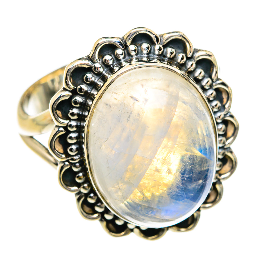 Rainbow Moonstone Rings handcrafted by Ana Silver Co - RING80240