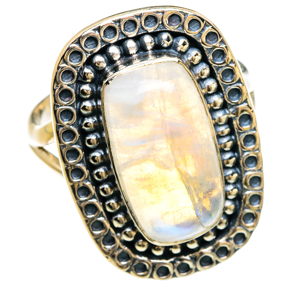 Rainbow Moonstone Rings handcrafted by Ana Silver Co - RING80327