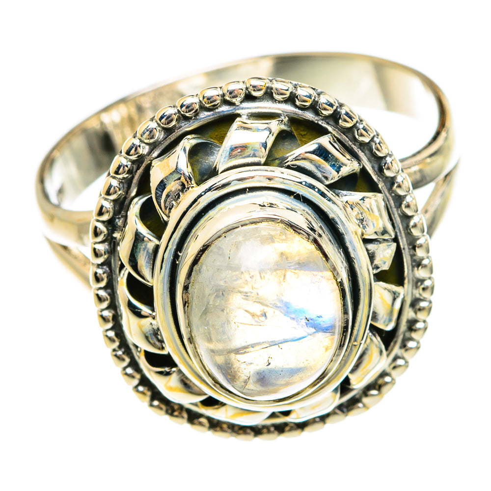 Rainbow Moonstone Rings handcrafted by Ana Silver Co - RING80409