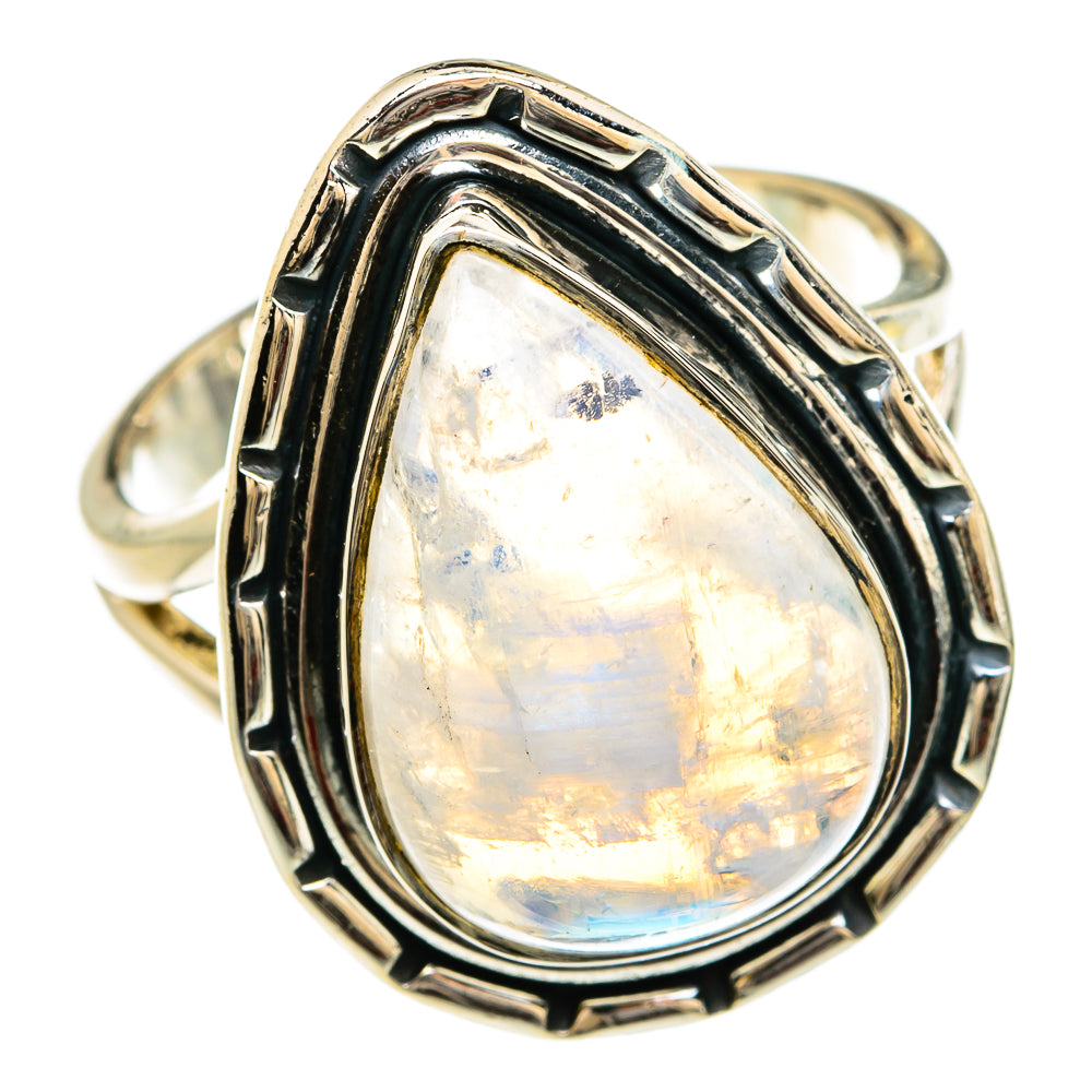 Rainbow Moonstone Rings handcrafted by Ana Silver Co - RING80521
