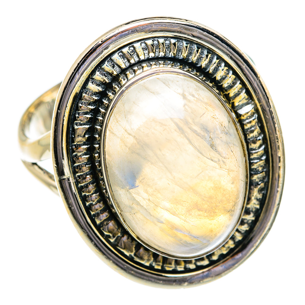 Rainbow Moonstone Rings handcrafted by Ana Silver Co - RING80630