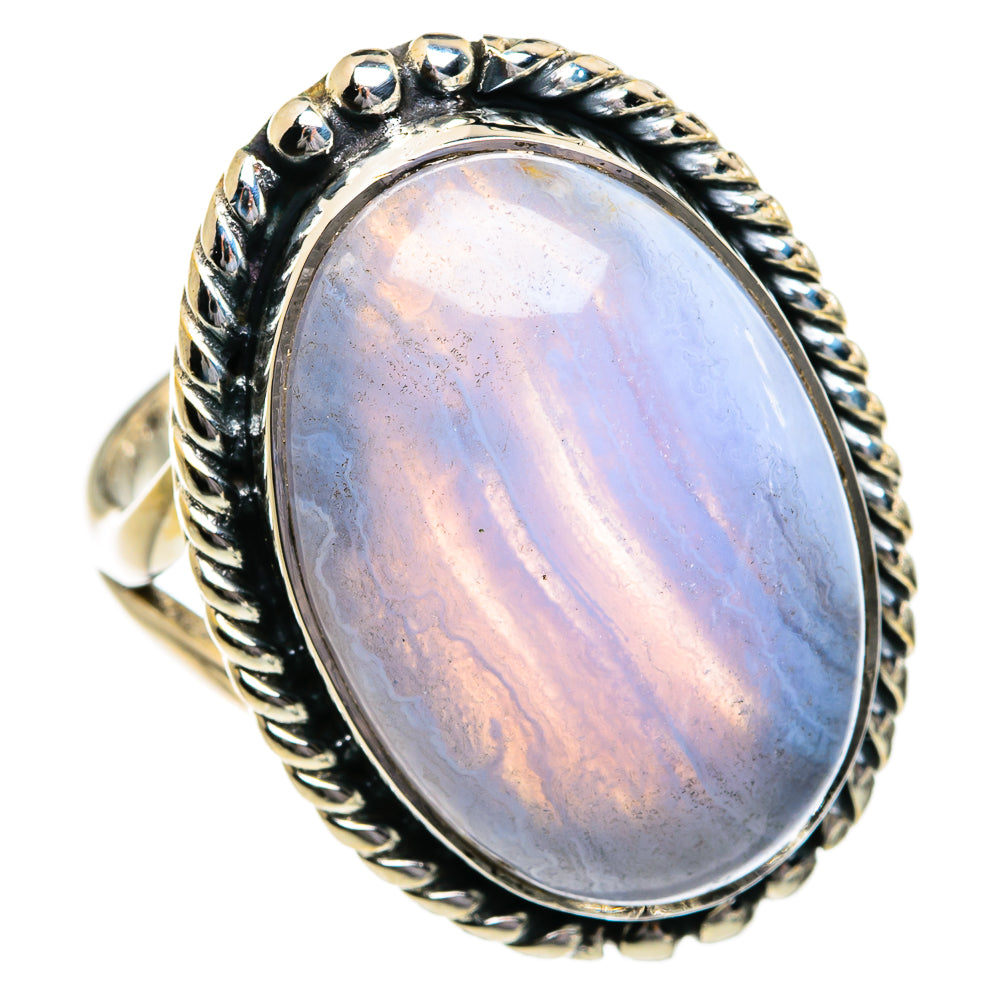 Blue Lace Agate Rings handcrafted by Ana Silver Co - RING80631