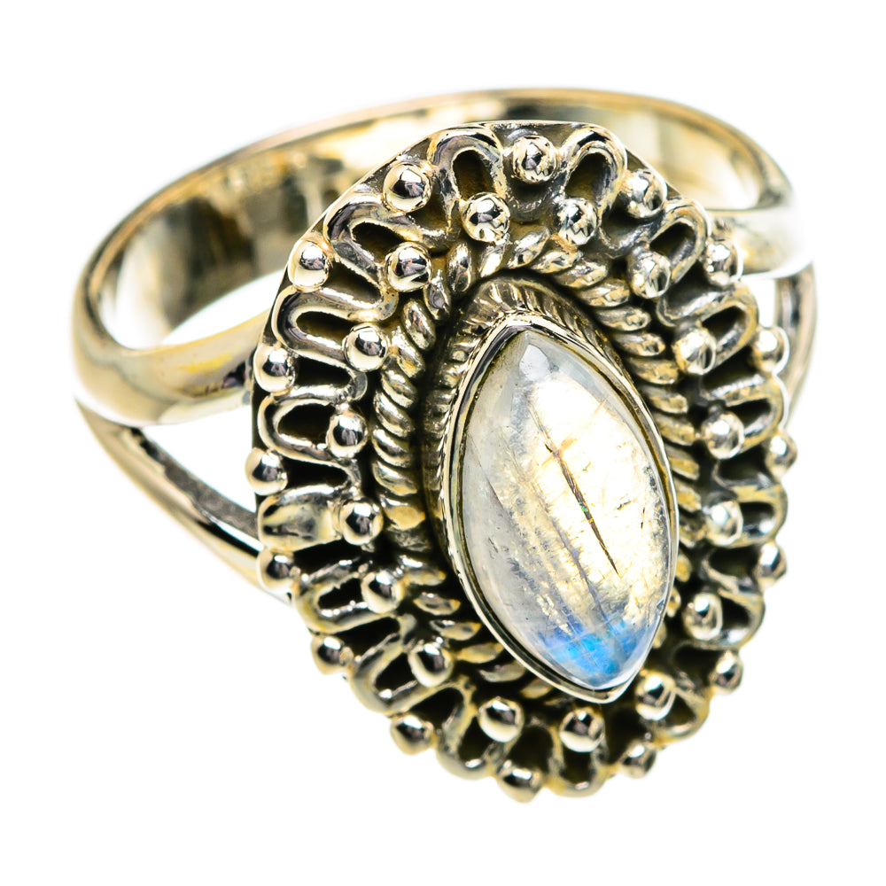Rainbow Moonstone Rings handcrafted by Ana Silver Co - RING80745