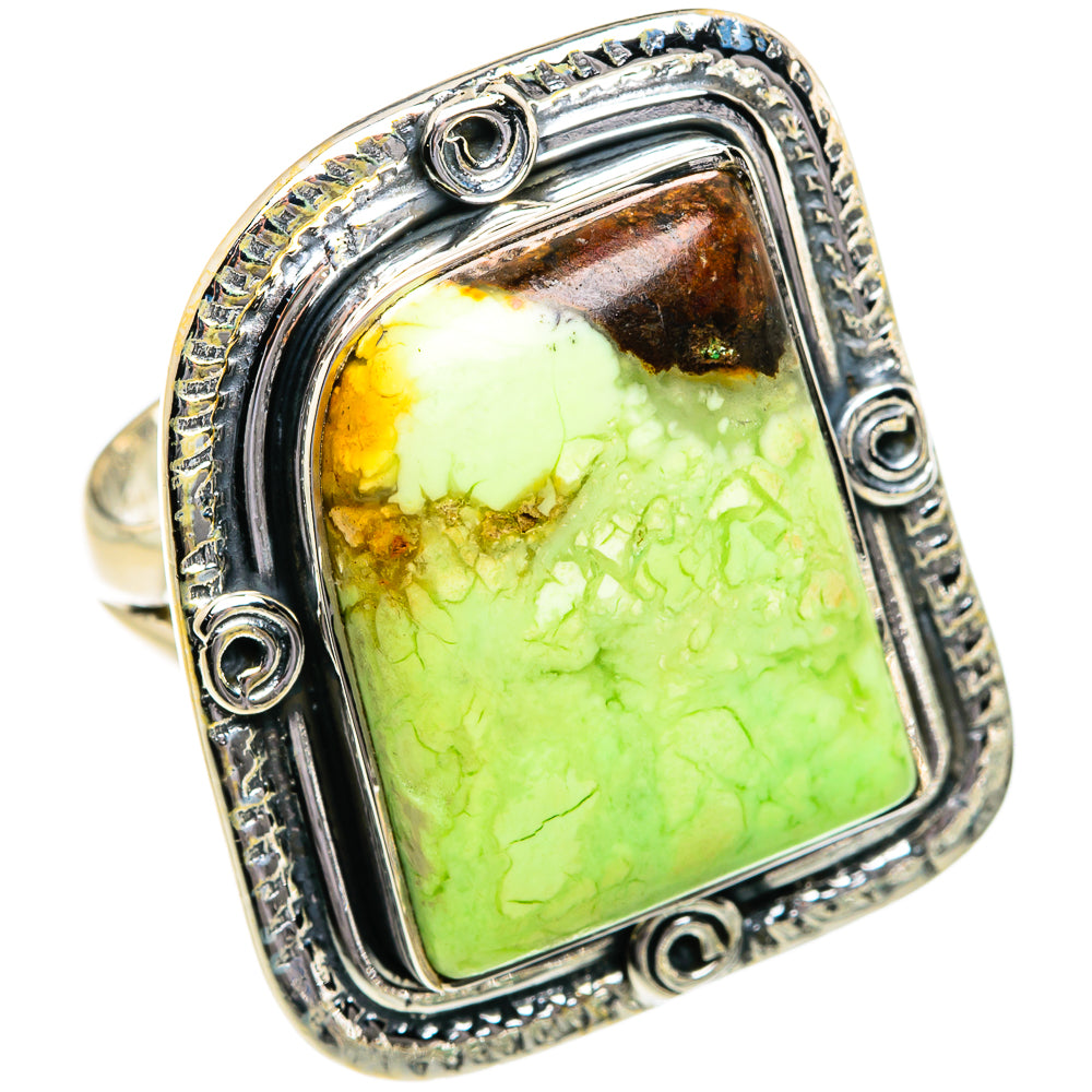 Lemon Chrysoprase Rings handcrafted by Ana Silver Co - RING80815