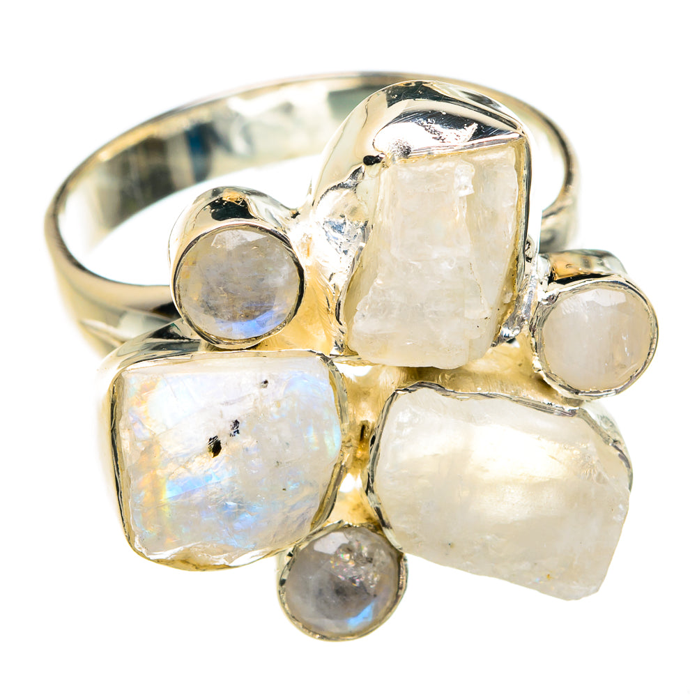 Rainbow Moonstone Rings handcrafted by Ana Silver Co - RING80931