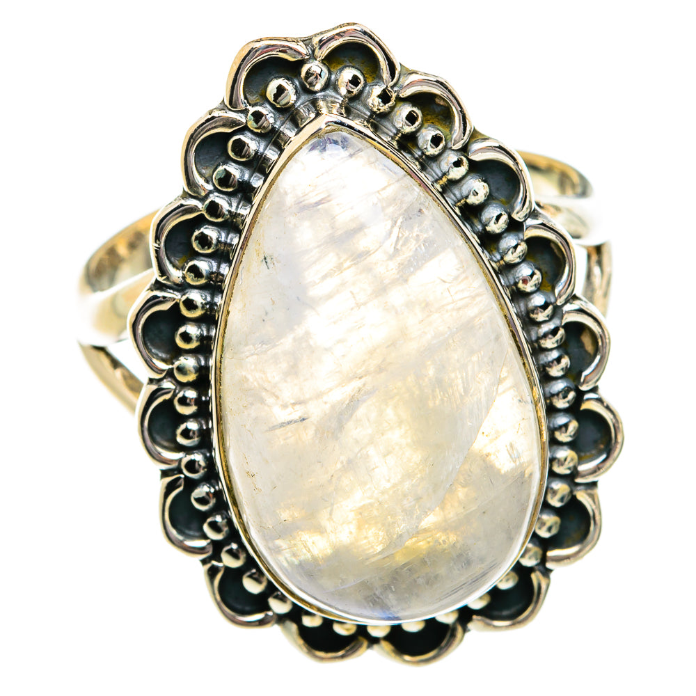 Rainbow Moonstone Rings handcrafted by Ana Silver Co - RING80932