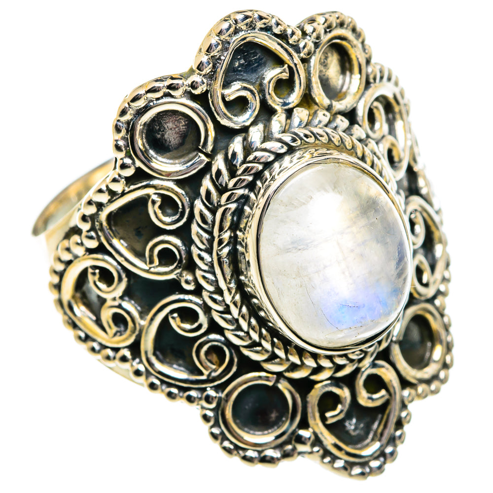 Rainbow Moonstone Rings handcrafted by Ana Silver Co - RING80934