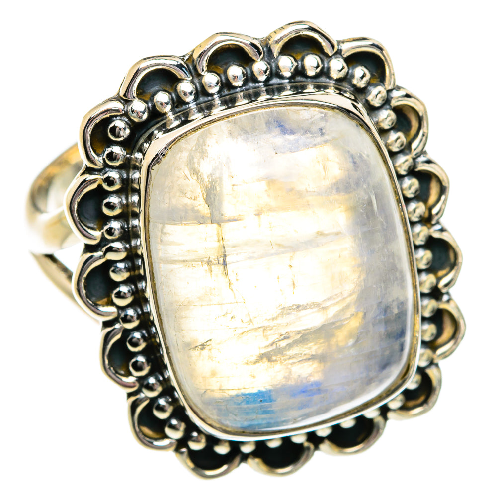 Rainbow Moonstone Rings handcrafted by Ana Silver Co - RING81006
